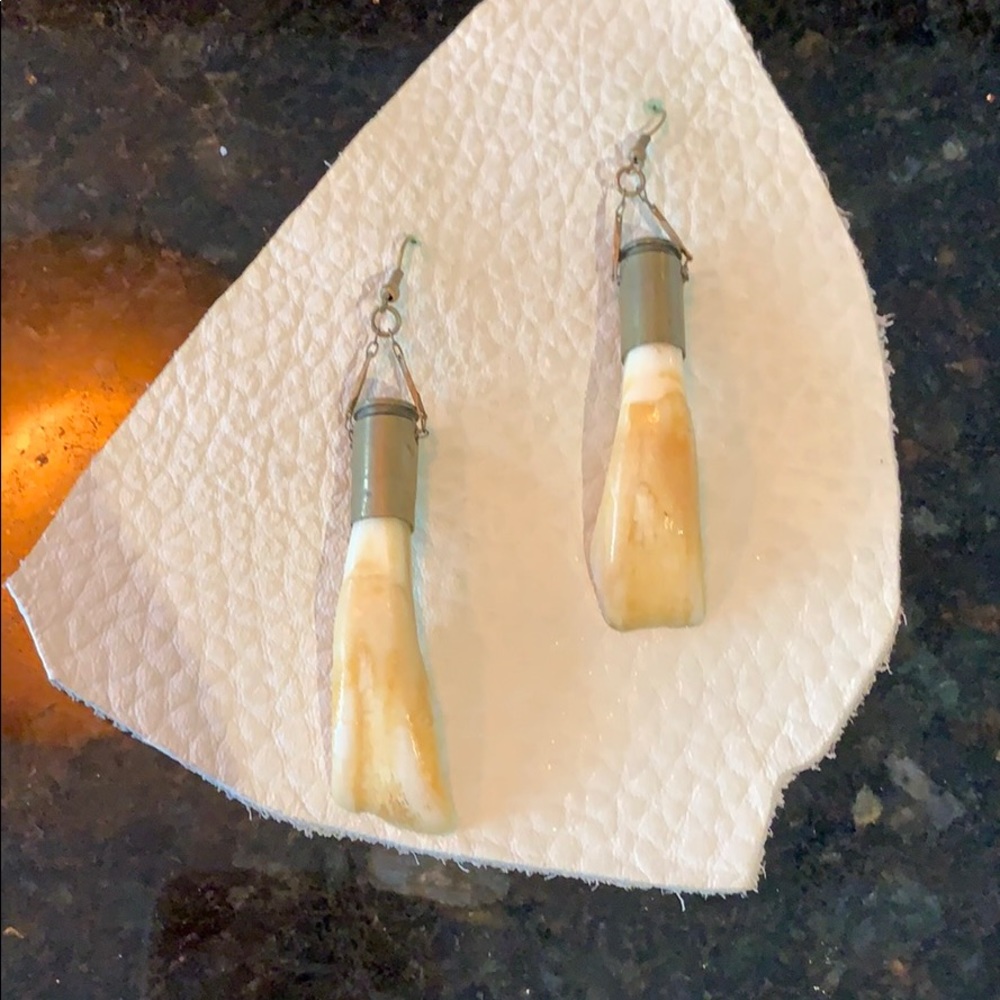 Astali Buffalo Teeth and Bullet case earrings